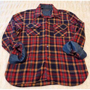 Arrow Brand Wool Blend Red Blue Plaid Flannel Shirt Jacket Men's Size M/L